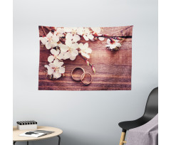 Flowers Rings Wooden Wide Tapestry