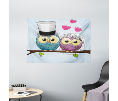 Cartoon Married Couple Fun Wide Tapestry