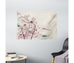 Grunge Drangonfly Wide Tapestry