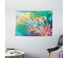 Digital Lilacs Dragonfly Wide Tapestry