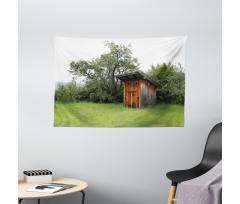 Wooden Hut in Forest Wide Tapestry