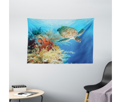 Exotic Turtle Coral Wide Tapestry