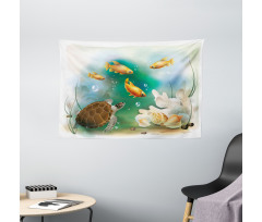 Aquarium Animals Wide Tapestry