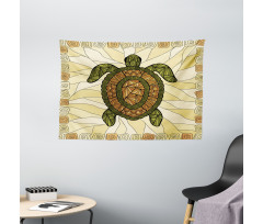 Turtle Zentangle Artwork Wide Tapestry