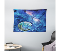 Planet Space Art Wide Tapestry
