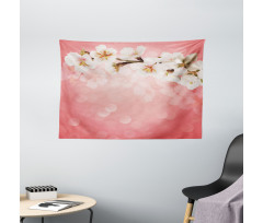 Blossoming Sakura Branch Wide Tapestry