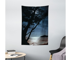 Night Tree Silhouette Sea Tapestry