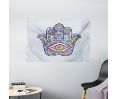 Doodle Colorful Hamsa Wide Tapestry