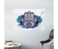 Hamsa Brushstrokes Wide Tapestry