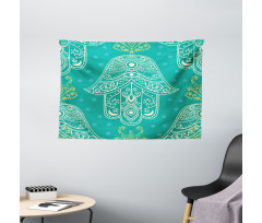 Hamsa Pattern Daisies Wide Tapestry