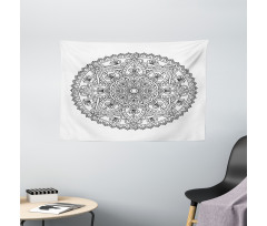 Round Boho Motif Design Wide Tapestry