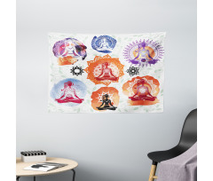 Women Meditating Lotus Wide Tapestry