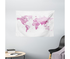 World Map Continents Wide Tapestry