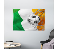 Soccer Ball in Net Goal Wide Tapestry