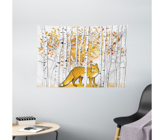Fox Autumn Forest Wide Tapestry