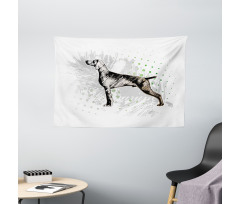 Dog Sketch Art Wide Tapestry