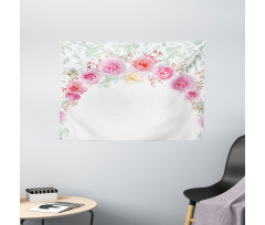 Floral Wreath Peony Wide Tapestry