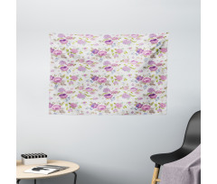 Roses and Violets Wide Tapestry
