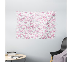 Pink Roses Spring Wide Tapestry