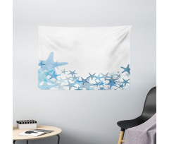 Blue Sea Animals Wide Tapestry
