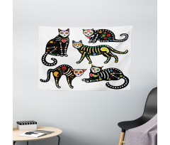 Ornate Black Cats Wide Tapestry