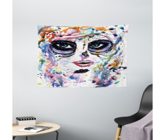 Creepy Makeup Girl Wide Tapestry