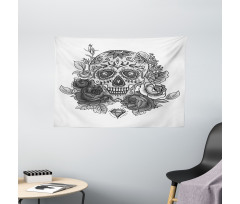 Roses Diamond Shape Wide Tapestry