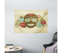 Vintage Gothic Face Wide Tapestry