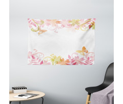 Floral Spring Wreath Wide Tapestry
