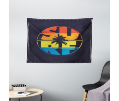 Surf Rainbow Colors Palm Wide Tapestry