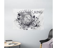 Reign of the Jungle Lion Wide Tapestry