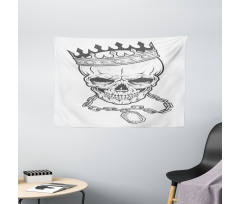 Skull Hip Hop Style Sketch Wide Tapestry