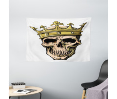 Skeleton Head with Crown Wide Tapestry