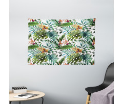 Palm Tree Flowers Hibiscus Wide Tapestry