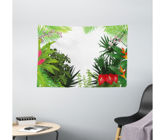 Hibiscus Anthurium Leaves Wide Tapestry