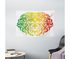 Colorful Lion Portrait Wide Tapestry