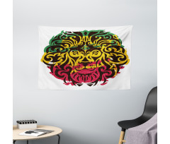 Ethiopian Wild Lion Head Wide Tapestry