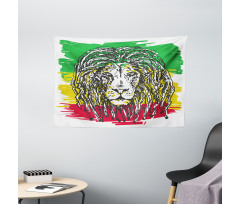 Hair Style Lion Portrait Wide Tapestry