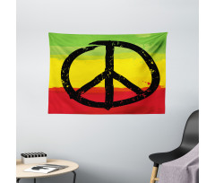 Grunge Hippie Peace Sign Wide Tapestry