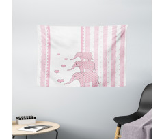 Pink Animals Wide Tapestry