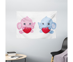 Hearts Twins Wide Tapestry