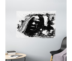 Crazy Man Horror Wide Tapestry