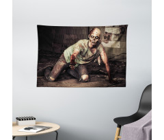 Scary Bloody Man Wide Tapestry