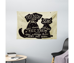 Cat Dog Friends Wide Tapestry