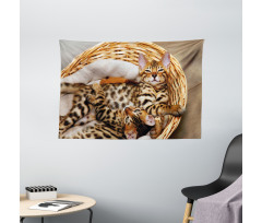 Bengal Cats in Basket Wide Tapestry