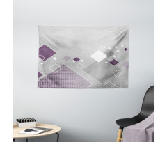 Colorful Squares Dots Wide Tapestry