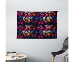 Mexican Sugar Skulls Wide Tapestry