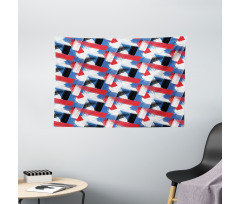 Geometric Grunge Motif Wide Tapestry