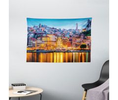 Medieval Town Coast Wide Tapestry