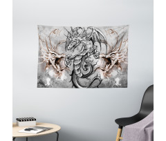 Scary Creature Sketch Wide Tapestry